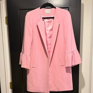 Patty Kim Soft Pink Cape Coat with Ruffled Sleeves